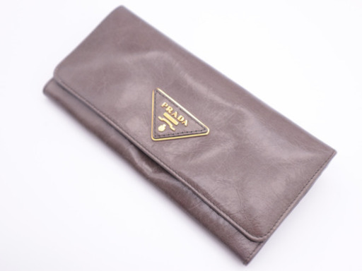 《PRADA/二つ折り長財布》Sランク ダメージ加工 グレー 箱 新品 未使用品