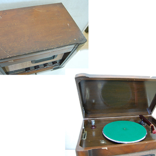 ジャンク レトロ 日本ラジオ 真空管ラジオ 蓄音機 木製 電気式蓄音機 電蓄 レコード☆ 札幌市 清田区 平岡の画像