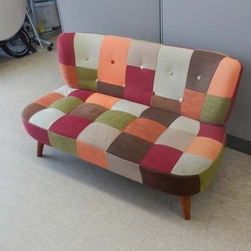 ソファ 2人掛け ファブリック パッチワーク カラフル 布地 ペイペイ対応 札幌市西区西野