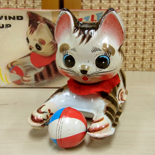 中山商会 ゼンマイ ブリキ猫 回転猫 WIND UP PUZZLE CAT 日本製 ねこ ネコ 昭和レトロ 南12条店 の画像