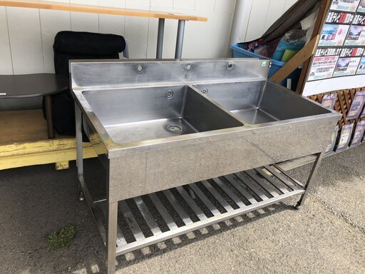 店舗用品　業務用2槽シンク