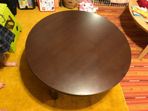 円卓　こたつ　ローテーブル　木目