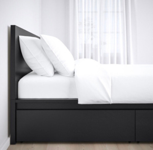 美品(中古)✨IKEAセミダブルベットフレーム、マットレス付セット 引出収納付 設置組立無料♫