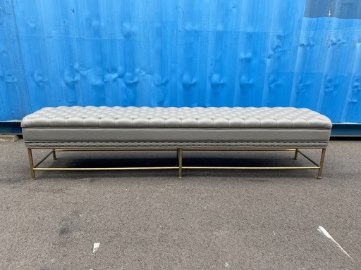 ベンチソファ ソファ チェア スツール グレー×ゴールド 中古品①