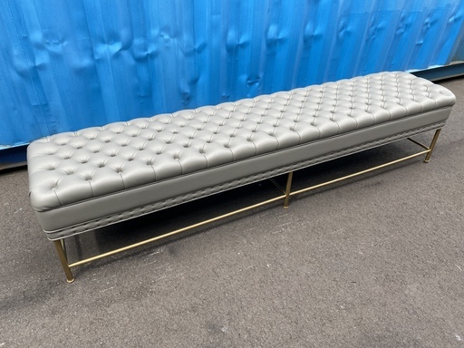 ベンチソファ ソファ チェア スツール グレー×ゴールド 中古品②