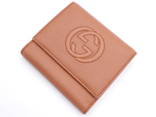 《GUCCI/グッチロゴ三つ折り財布》Aランク 351485 ベージュ 極美品