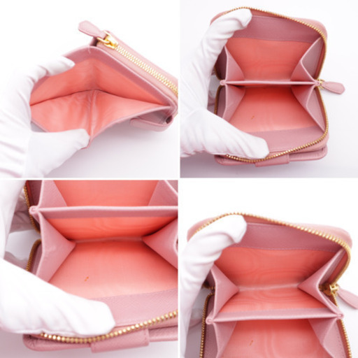 《PRADA/サフィアーノ二つ折り財布》1ML522 ピンク ABランク 美品