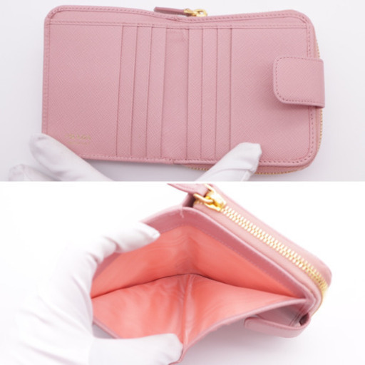 《PRADA/サフィアーノ二つ折り財布》1ML522 ピンク ABランク 美品