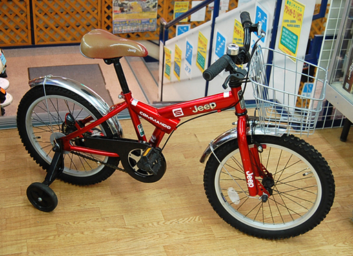 Jeep 自転車 18インチ 子ども用 COMMANDO カゴ・補助輪・ベル付き レッド ジュニアサイクル 赤 キッズ ジュニア ジープ コマンド 18型☆ PayPay(ペイペイ)決済可能 ☆ 札幌市 清田区 平岡