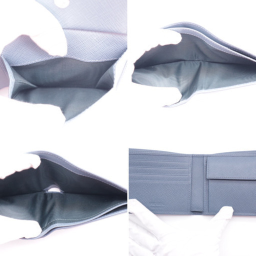 《PRADA/ロゴ刻印入り 二つ折り財布》サフィアーノ Sランク 新品、未使用品