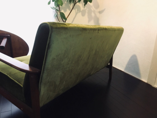 カリモク風ソファー モケットグリーン 2シート