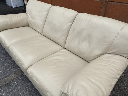 Italsofa イタルソファ ソファ 3シーター 本革 ベージュ 高級 中古品