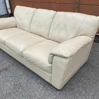Italsofa イタルソファ ソファ 3シーター 本革 ベージュ 高級 中古品の画像