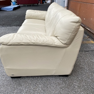 Italsofa イタルソファ ソファ 3シーター 本革 ベージュ 高級 中古品の画像