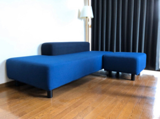 ★美品★ 無印良品 ソファベンチ カバー、オットマン付き　インクブルー×ネイビー