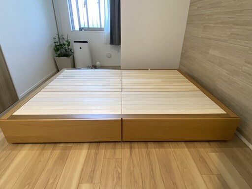 無印良品　収納ベッド　ダブルサイズ　オーク材