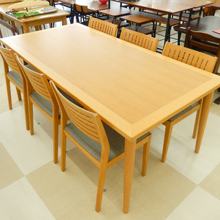 札幌市/清田区 旭川家具 カンディハウス 6人掛けダイニングテーブルセット イス6脚付き ハナコ