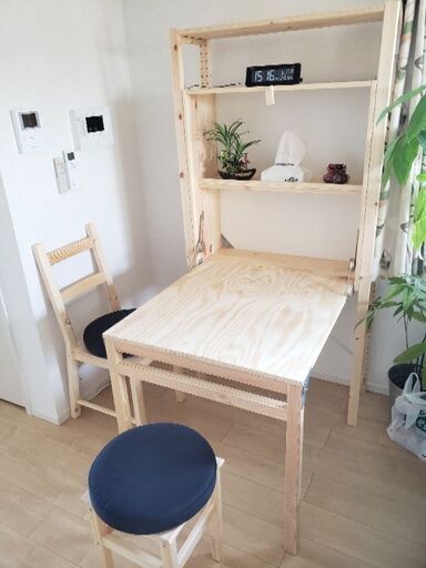 IKEA ダイニングテーブル 椅子２脚セット 折り畳み 木目