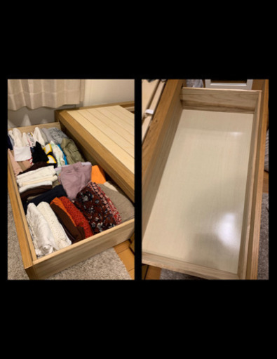 【美品　大大特価】SOLP4マットレス＋無印良品 MUJI オーク材収納ベッド・シングルサイズ（マットレスカバー×2、羽毛布団一式付　全て無印良品）《新生活がすぐ可能な、セットでの対応もしてます。》