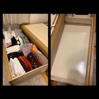【美品　大大特価】SOLP4マットレス＋無印良品 MUJI オーク材収納ベッド・シングルサイズ（マットレスカバー×2、羽毛布団一式付　全て無印良品）《新生活がすぐ可能な、セットでの対応もしてます。》の画像