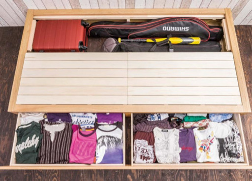 【美品　大大特価】SOLP4マットレス＋無印良品 MUJI オーク材収納ベッド・シングルサイズ（マットレスカバー×2、羽毛布団一式付　全て無印良品）《新生活がすぐ可能な、セットでの対応もしてます。》