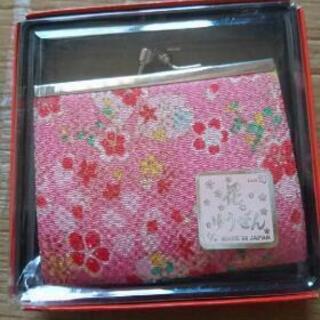 和風 がま口 ピンク花柄 小銭入れ 日本製 未使用品
