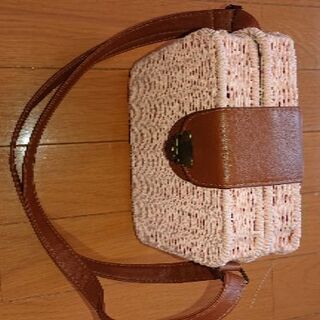 バック　夏ポシェット 籠ﾋﾟﾝｸ値下げの画像
