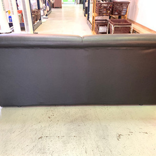 ソファー　二人掛け　レザー　ブラックの画像