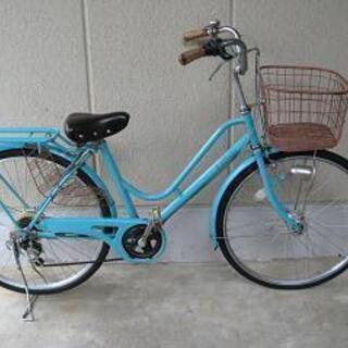 中古自転車3445 前後タイヤ新品！ 26インチ 6段ギヤ LEDオート