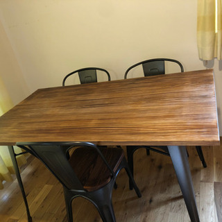 天然無垢のオシャレな男前ダイニングテーブル 脚はアイアン使用の画像