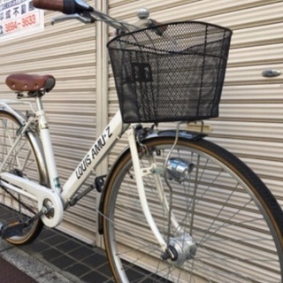 ２７インチ自転車 内装3段ギヤ オートライト カゴ新品 新品カギ付きの画像