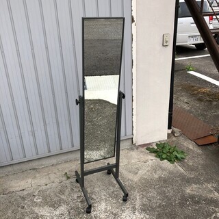 姿見 鏡 全身鏡 鉄枠 スタンドミラー キャスター付き