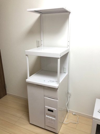 【引渡し先決定】【美品】エムケー精工　レンジ台 計量米びつ(米容量12kg)付 ホワイト SKU-311W
