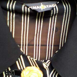 FINAL STAGE　ブラウス　透けてる　ストライプ　薔薇　ブラック　ホワイト　ローズ　黒　白　肩パッド　1306-02116　36　ACTRESS　レーヨン　78％　アセテート22％　別布　ポリエステル100％　日本製の画像