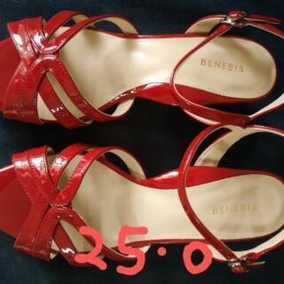 レディース　25cm ミュール　ワインレッドビッグサイズ