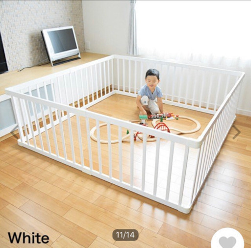 木製　ベビーサークル　白