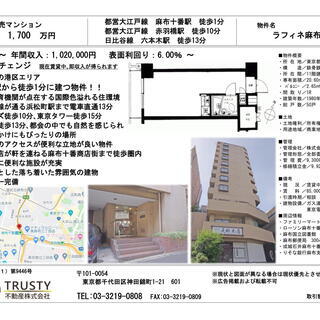 【ラフィネ麻布十番】　麻布十番駅から徒歩1分！！麻布十番商店街ま...