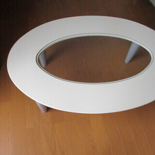 ローテーブル　ガラス板　美品　ヨコ89.5㎝×60㎝　楕円形　高...