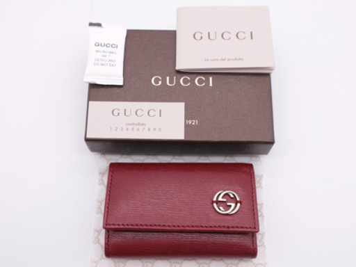 《GUCCI/インターロッキングG6連キーケース》 ABランク レッド 美品