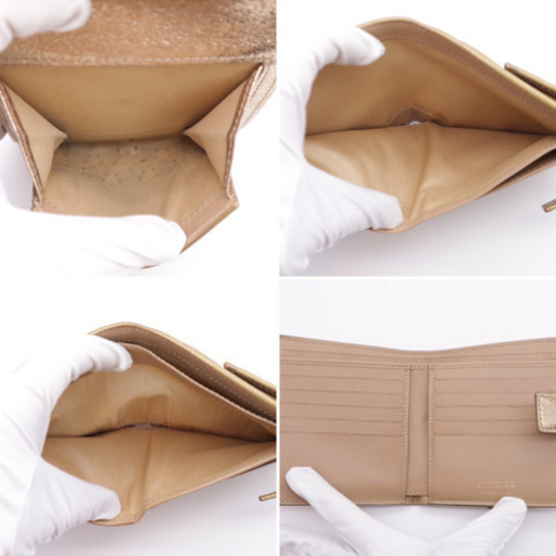 《JIMMY CHOO/スタースタッズ 二つ折り財布》ABランク ゴールド 箱有