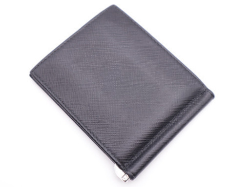 《PRADA/サフィアーノ マネークリップ 》ABランク ブラック 箱 ギャラ有