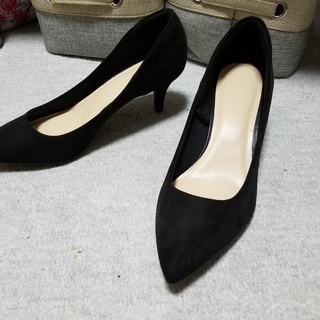 GU　マシュマロパンプス　左足25.0　右足24.5　ブラック　...