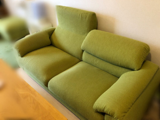 「受け渡し完了」国産 ファブリック ソファ グリーン