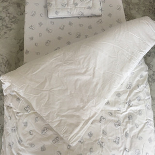 【美品】ベビー布団セット 白×くま柄