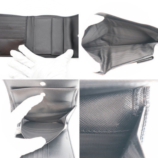 《PRADA/サフィアーノ 三つ折り財布》M170A ブラック Sランク 極美品