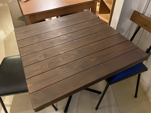 カフェテーブルセット ダイニングテーブルセット テーブル チェア 茶×黒 中古品