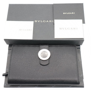 《BVLGARI レザーフラップコローレ 二つ折り長財布 》ブラック Aランク