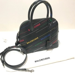 【新品同様】BALENCIAGA バレンシアガ 550645 2WAY ショルダーバッグ ヴィル トップハンドル ロゴ グラフィティ ハンドバッグ レザー ブラック×マルチカラー