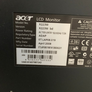 acer 22インチモニターの画像