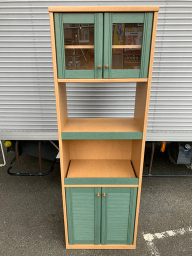 ☆オシャレなキッチン棚 グリーン 多少の傷あり☆
